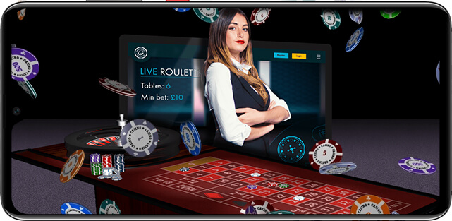 Roulette avec Croupier en Direct-Jetons de Casino-Smartphone
